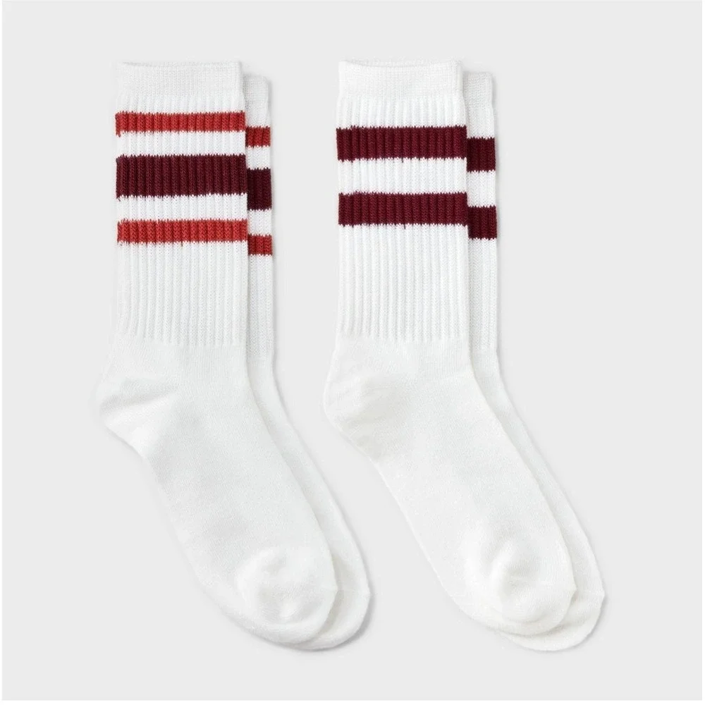 Art Class Girls 2 Pair striped Crew Socks Size S shoe size M 9-2.5